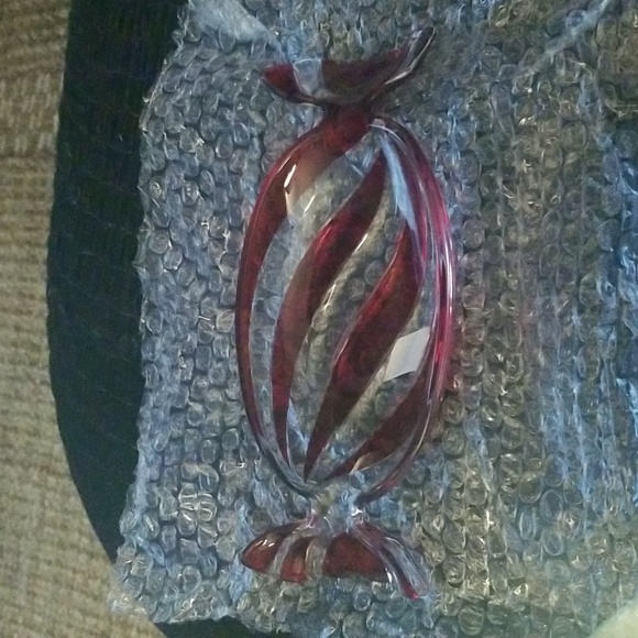 Godibger Shannon Crystal Lead Crystal Peppermint Candy Dish; Red & White;  NWOT - Picture 5 of 6